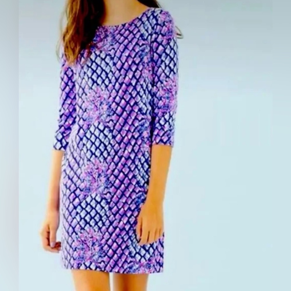 [Lilly Pulitzer]  Sophie Dress in Royal Purple Pop up Toe EUC